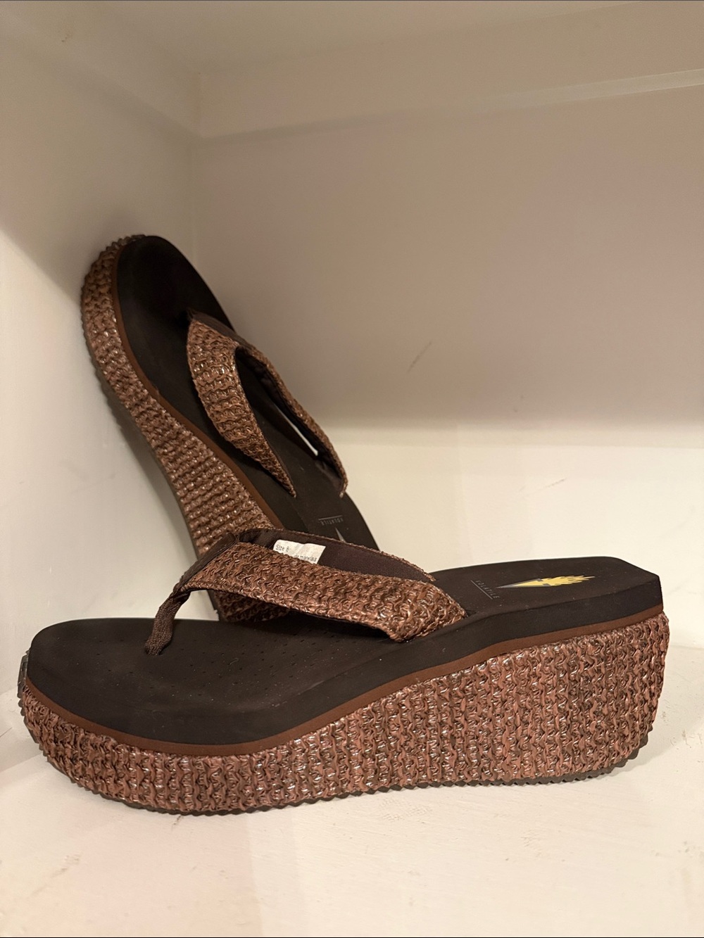Woven Brown Platform Flip-Flop Sandals - Women